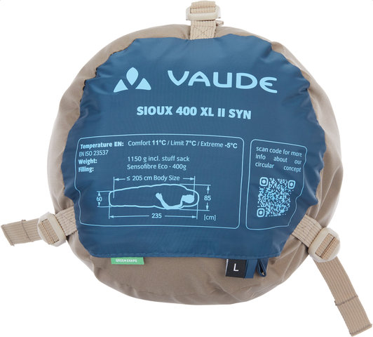 VAUDE Saco de dormir Sioux 400 XL II SYN - baltic sea/left