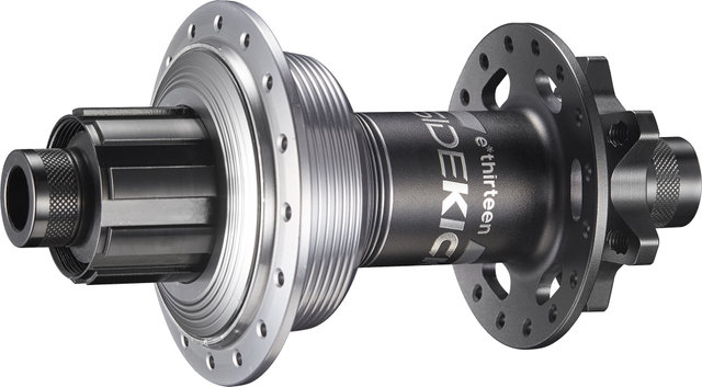 e*thirteen Sidekick DH 6-bolt disc Boost Rear Hub - black-sterling silver/12 x 148 mm / 32 Loch / Shimano 7-fach