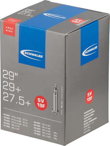 Schwalbe Inner Tube 19F for 27.5+/29/29+ - universal/Presta Valve (SV)/65-584 to 75-584/28-29x2.10-3.0 Presta 40 mm/40 mm