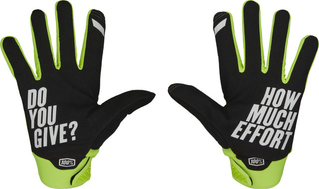 100% Brisker Full Finger Gloves - 2023 Model - fluo yellow-black/M