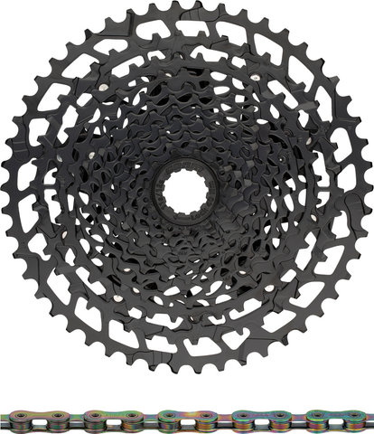 SRAM NX Eagle PG-1230 Cassette + Eagle Chain 12-speed Wear Kit - black - XX1 rainbow/126/11-50/Shimano MTB