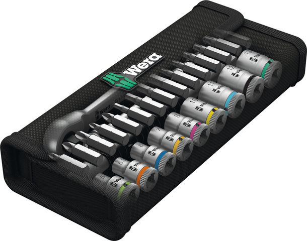 Wera Zyklop Switch Metal Ratchet 1/4" with Socket Wrench / Bit Set - silver