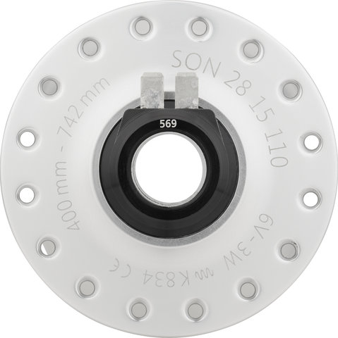 SON 28 15 110 Boost Disc 6-trous moyeu dynamo - argenté-anodisé/32 trous