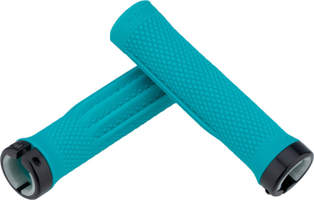 OneUp Components Puños de manillar de bloqueo - turquoise/136 mm