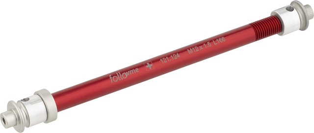 FollowMe Adaptador de eje pasante de 12 mm de aluminio - rojo/12 mm, 1,5 mm, 166 mm