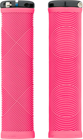 Lizard Skins Strata Lock-On Handlebar Grips - neon pink/135 mm