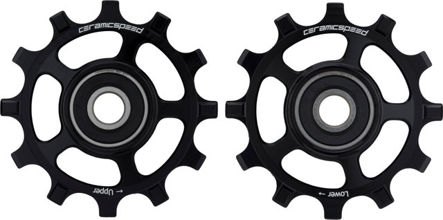 CeramicSpeed Shimano 11-speed 12 tooth Derailleur Pulleys - black/12 teeth (guide pulley), 14 teeth (tension pulley)