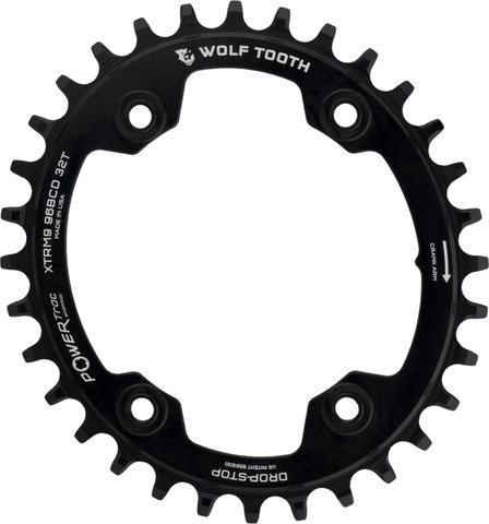 Wolf Tooth Components Elliptical 96 BCD Chainring for Shimano XTR M9000 / M9020 - black/32 