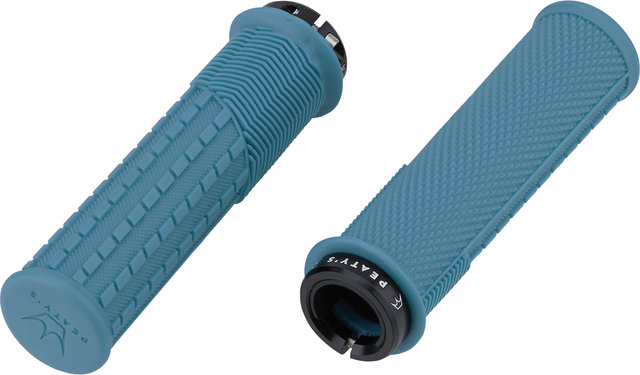 Peatys Puños de manillar Knurl Lock-On Monarch Grips - turquoise/thick