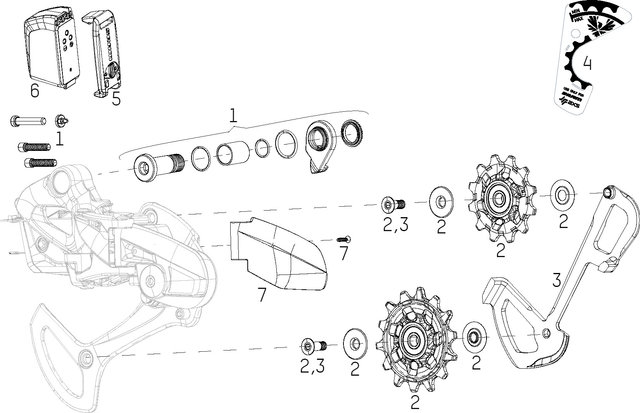 SRAM XX1 / X01 Eagle AXS Rear Derailleur Spare Parts - 2/black