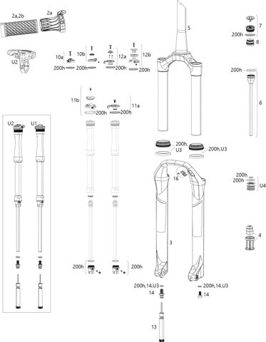 RockShox SID 32 mm Select/Select+/Ultimate Spare Parts (B4 / 2020) - U3/universal