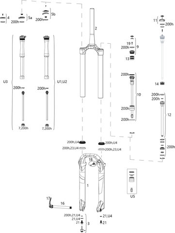 RockShox Pièces Détachées Lyrik Select/Select+/Ultimate (C2-C3 / 2020-2021) - U4/universal