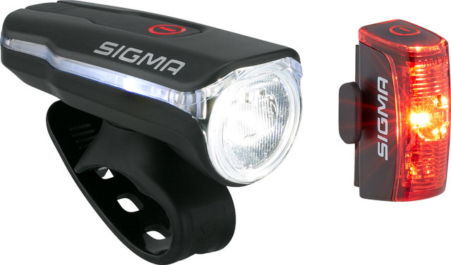 Sigma Set luces delantera Aura 60 + trasera Infinity LED c. aprobación StVZO - negro