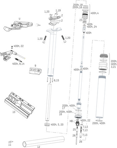 RockShox Pièces Détachées Tige de Selle Reverb Stealth (B1 / 2017 - 2019) - 12/universal