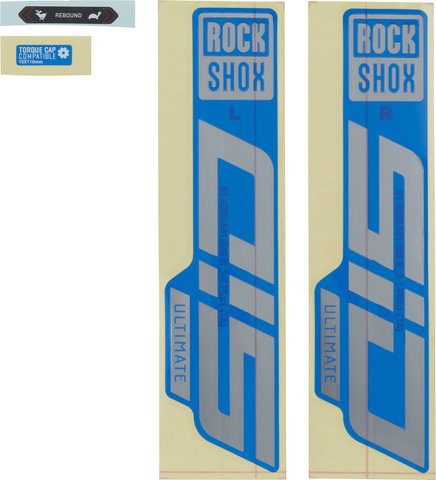 RockShox Aufklebersatz für SID Ultimate Modell 2021 - gloss blue-gloss polar foil