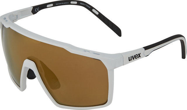 uvex Lunettes de Sport mtn perform S - white mat/mirror gold