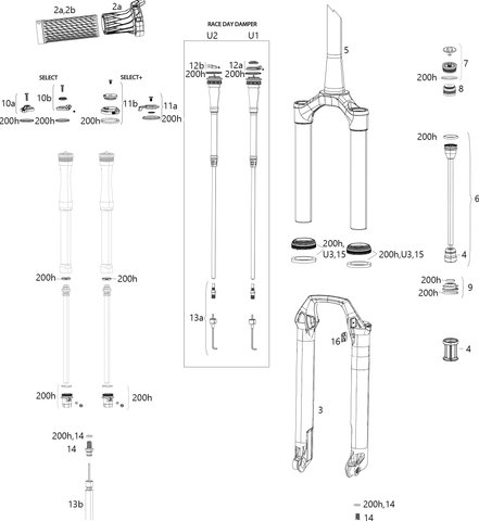 RockShox SID SL 32 mm Select/Select+/Ultimate Spare Parts (C1 / 2021) - U3/universal