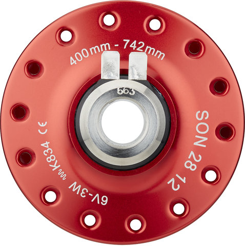 SON 28 12 Disc Center Lock hub dynamo - red/28 hole