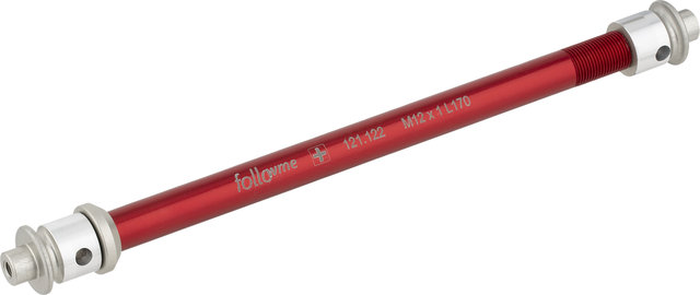 FollowMe Adaptador de eje pasante de 12 mm de aluminio - rojo/12 mm, 1,0 mm, 170 mm