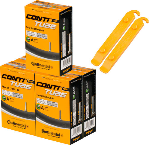 Continental Cámara de aire Tour 28 All - 5 uni. + 2 desmontadores cubiertas gratis - universal/Válvula Schrader (AV)/32-622 bis 42-622/27-28 x 1 1/4-1.75 x 2 Schrader 40 mm/40 