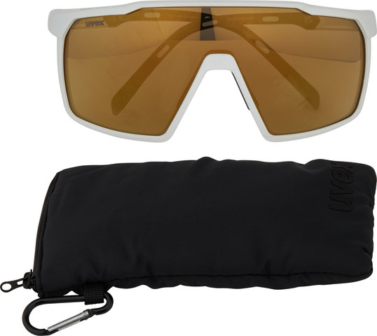 uvex Lunettes de Sport mtn perform S - white mat/mirror gold