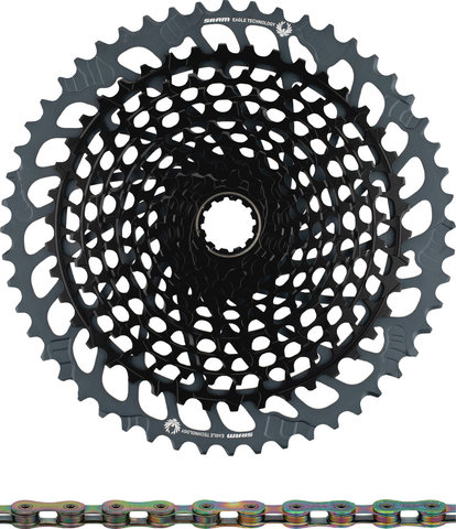 SRAM X01 Eagle XG-1295 Kassette + Eagle Kette 12-fach Verschleißset - black - XX1 rainbow/126/10-52/SRAM XD