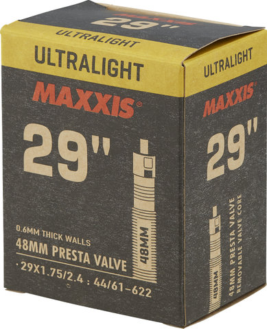 Maxxis Ultralight 29" Inner Tube - black/50-622 to 60-622/Presta Valve (SV)/29 x 1.75-2.4 SV 48 mm/48 mm