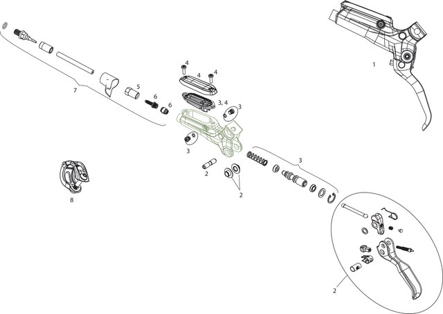 SRAM Ersatzteile Guide RE (A1) Bremshebel (2017) - 1/schwarz v.2