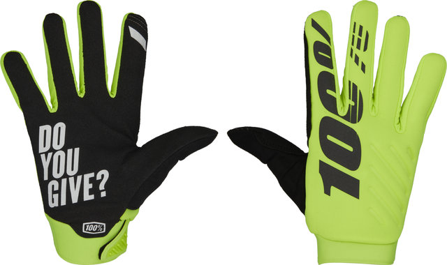 100% Brisker Full Finger Gloves - 2023 Model - fluo yellow-black/M