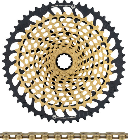 SRAM XX1 Eagle XG-1299 Kassette + PC XX1 Eagle Kette 12-fach Verschleißset - gold - XX1 gold/126/10-52/SRAM XD