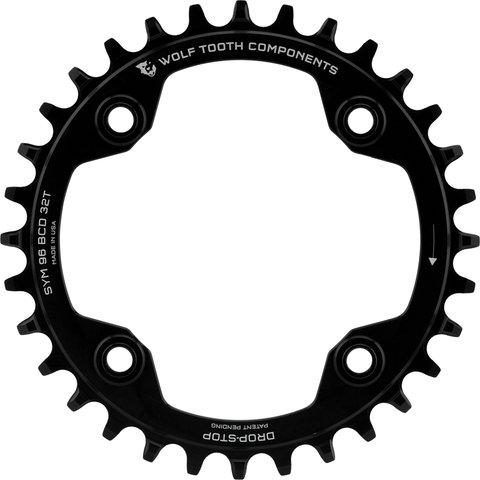 Wolf Tooth Components 96 BCD Symmetrical Kettenblatt für Shimano Compact Triple - black/32 Z