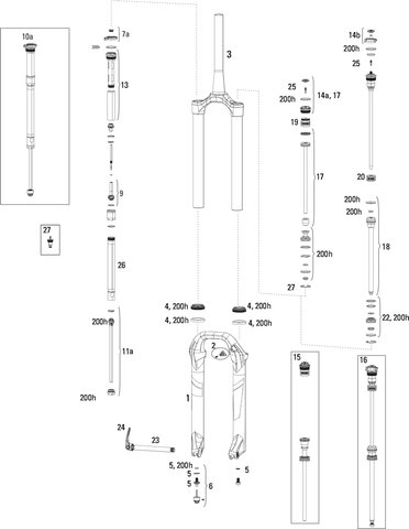 RockShox Lyrik RC (B1 / 2016-2017) 27.5" Spare Parts - 4/universal