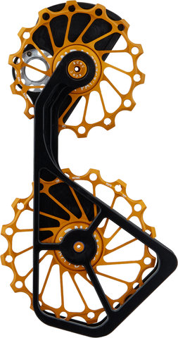 KCNC Jockey Wheels System derailleur cage + derailleur pulleys - gold/14 teeth (guide pulley), 16 teeth (tension pulley)