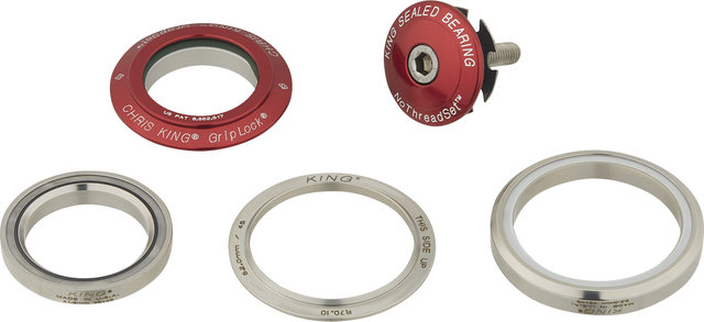 Chris King DropSet 5 IS42/28.6 - IS52/40 GripLock Headset - red/1 1/8" - 1,5" tapered/IS42/28,6 - IS52/40