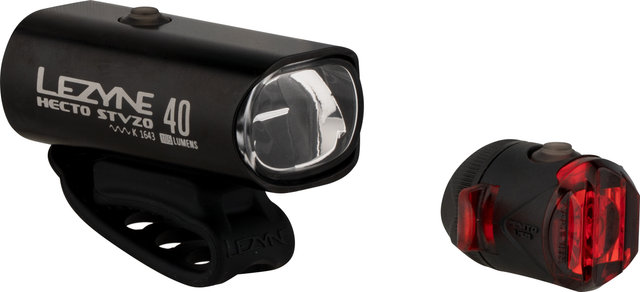 Lezyne Hecto Drive 40 Frontlicht + Femto Rücklicht Beleuchtungsset mit StVZO - schwarz/140