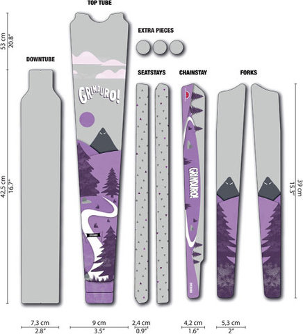 DYEDBRO Gravel Frame Protection Film Set - Grinduro purple