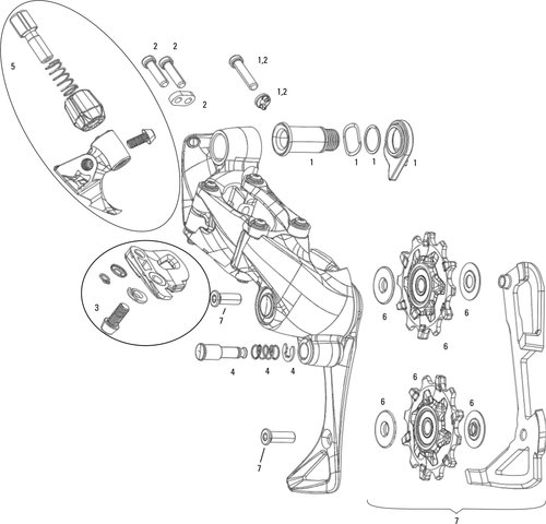 SRAM Force 1, CX1 (2014) Rear Derailleur Spare Parts - 2/universal