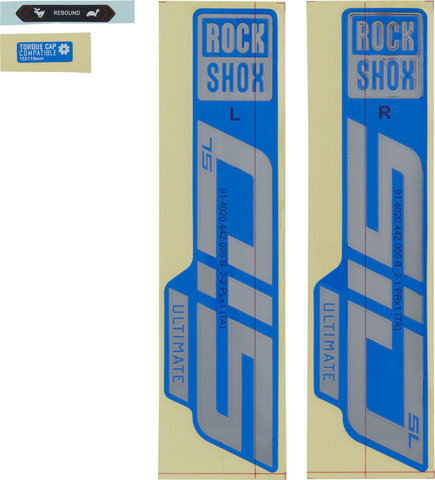 RockShox Aufklebersatz für SID SL Ultimate Modell 2021 - gloss blue-gloss polar foil