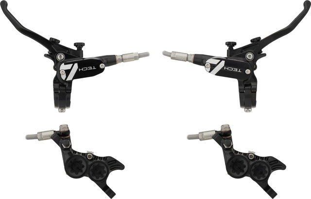 Hope Tech 4 V4 Front+Rear Disc Brake Set w/ Steel Braided Hose - black-black/Set/left/right (side-specific)