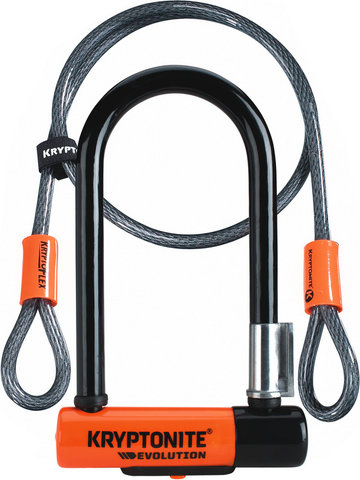 Kryptonite Evolution Mini 7 Bügelschloss mit Kryptoflex® Kabel - schwarz-orange