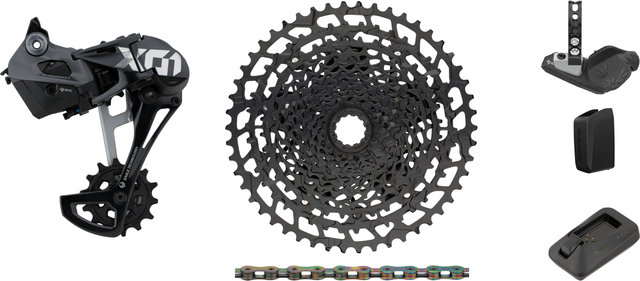 SRAM X01 Eagle AXS 1x12-fach Upgrade-Kit mit Kassette für Shimano - black - XX1 rainbow/Shimano MTB/14 Zähne/Shimano MTB/ohne/11-50/ohne/ohne