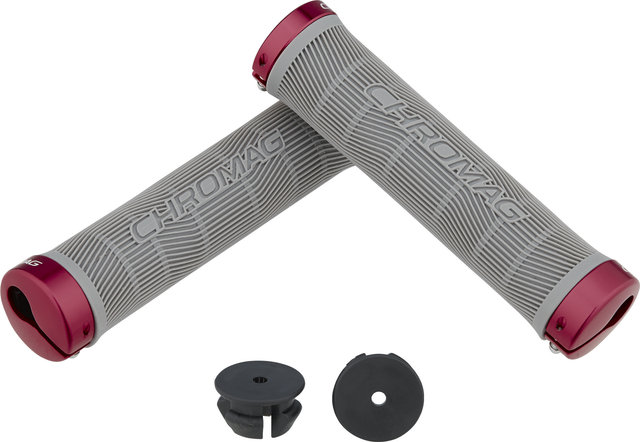 Chromag Puños Palmskin Lock On - grey-red/142 mm