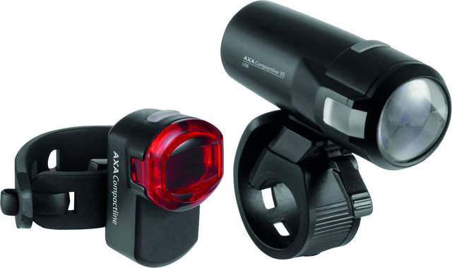 Axa Compactline 35 USB Frontlicht + Rear Rücklicht Set mit StVZO-Zulassung - schwarz