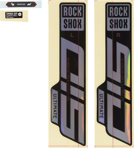 RockShox Aufklebersatz für SID Ultimate Modell 2021 - gloss black-gloss rainbow foil