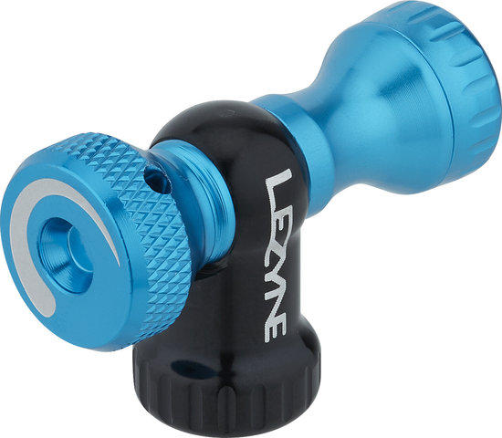 Lezyne Control Drive CO2 Pumpenkopf mit CO2 Kartusche 16 g - blau