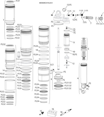 RockShox Ersatzteile Monarch Plus R (B1-B4 / 2014-2020) - FS/universal