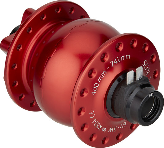 SON 28 15 110 Boost Disc 6-Loch Nabendynamo - rot/32 Loch