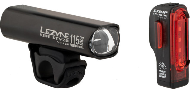 Lezyne Lite Pro 115 Frontlicht + Strip Rücklicht Beleuchtungsset mit StVZO - schwarz/290