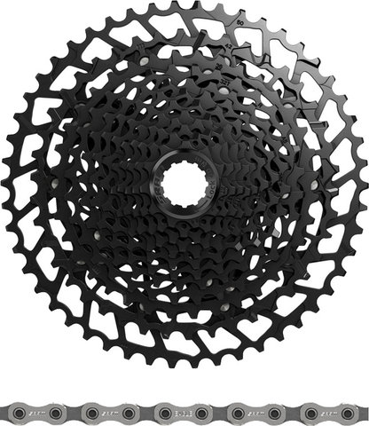 SRAM PG-1230 Kassette + PC NX Eagle Kette 12-fach Verschleißset - black/126/11-50/Shimano MTB